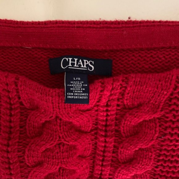 Chaps, Sweater, red, size Large. - Picture 3 of 8